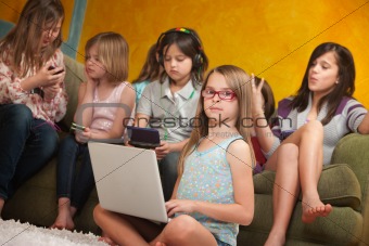 Little Girl Using Laptop