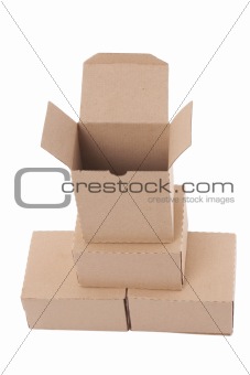 Brown cardboard boxes arranged in stack