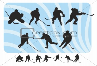 Hockey Silhouettes Set