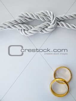 Silver rope and double gold ring