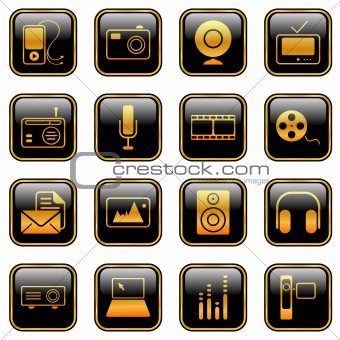 Mass Media icons - golden series