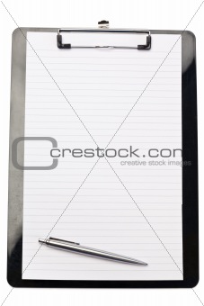 Angled pen at the botom of note pad