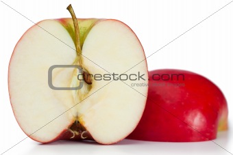 Red halved apple