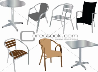 Tables and chairs illustration  - vector
