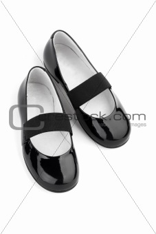  Black shiny leather girl shoes