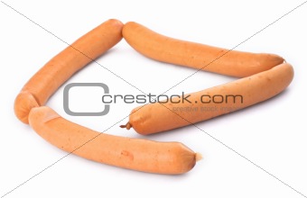 sausages on white