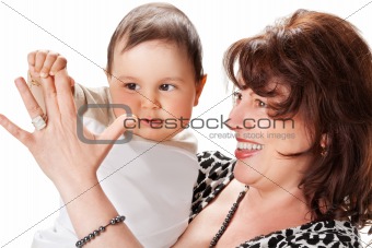 grandmother with baby