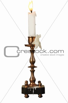 Candlestick ancient with a candle 