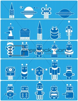 many blue robots