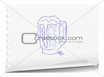 Sketchy illustration of beer mug