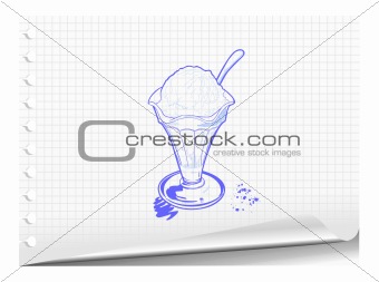 Sketchy illustration of ice cream dessert