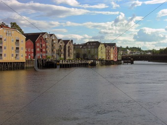 Trondheim old town over a river