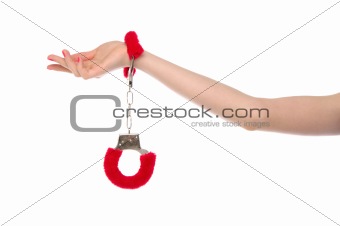 female hand with handcuffs for sex games