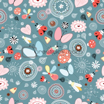 floral pattern with insects