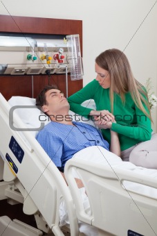 Man on a hospital bed