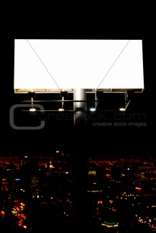 blank billboard and city lights