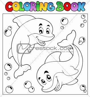 Coloring book with dolphins 1