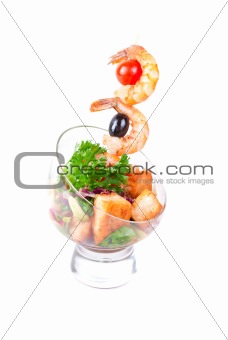Fried kebab of shrimps and fish