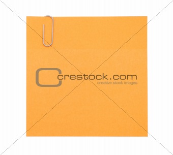 Yellow paper note with paper clip