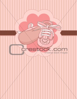 Pink baby shoes place card