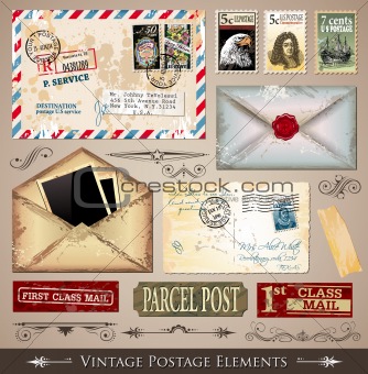 Vintage Postage Design Elements 