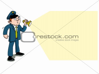 Cartoon security guard with flashlight