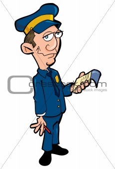 Cartoon policeman with a notebook