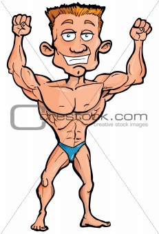 Cartoon body builder flexing his muscles