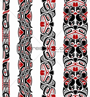 Haida style seamless pattern