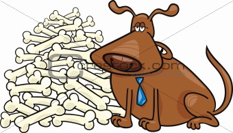 dog with many bones