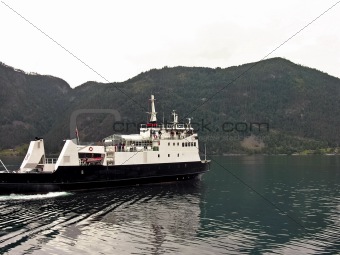 Nordic ferry in fjord