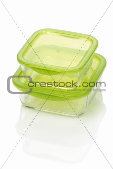 two glass food container isolated on white
