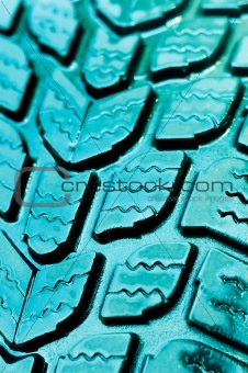 Vibrant blue rubber tire texture