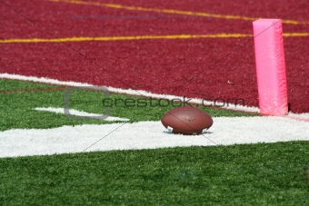 Football end zone with ball