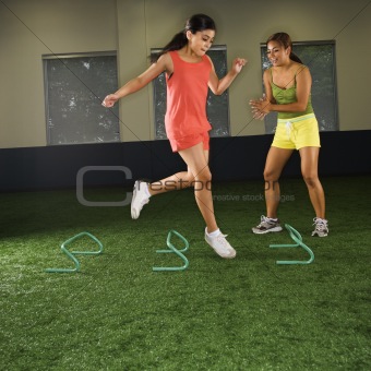 Girl fitness training.