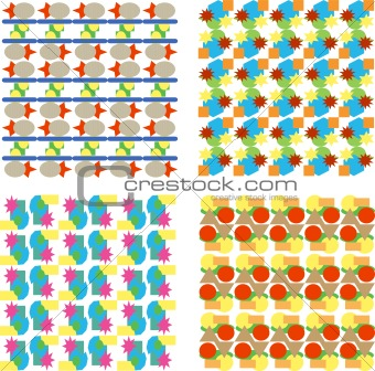 set of seamless floral background pattern