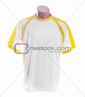 White t-shirt with yellow insets