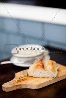 bowl of soup with bread