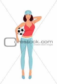 active girl with ball isolated