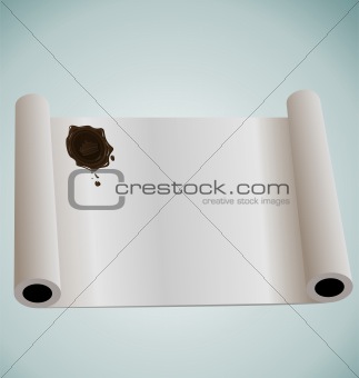 Illustration of paper roll with brown wax sealing
