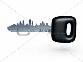 car key with city profile