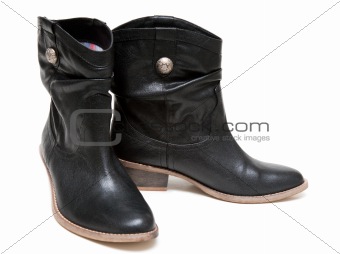 Black pair leather boots