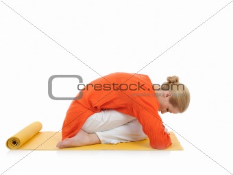 series or yoga photos.young woman in virasana pose
