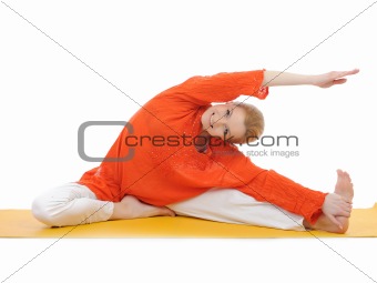 series or yoga photos. young woman streching