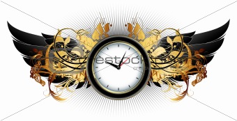 clock frame with floral elements