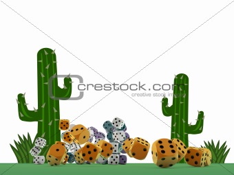 dice on green table isolated on white background