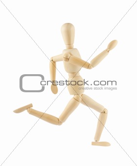 wooden figure running