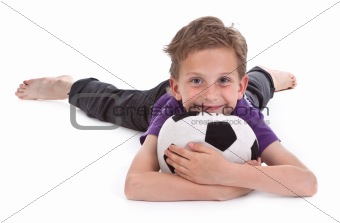 small boy with football 