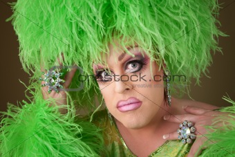 Serious Drag Queen in Green
