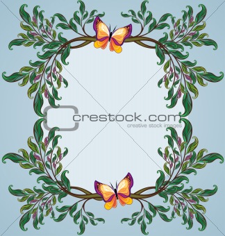 Floral frame with butterflies